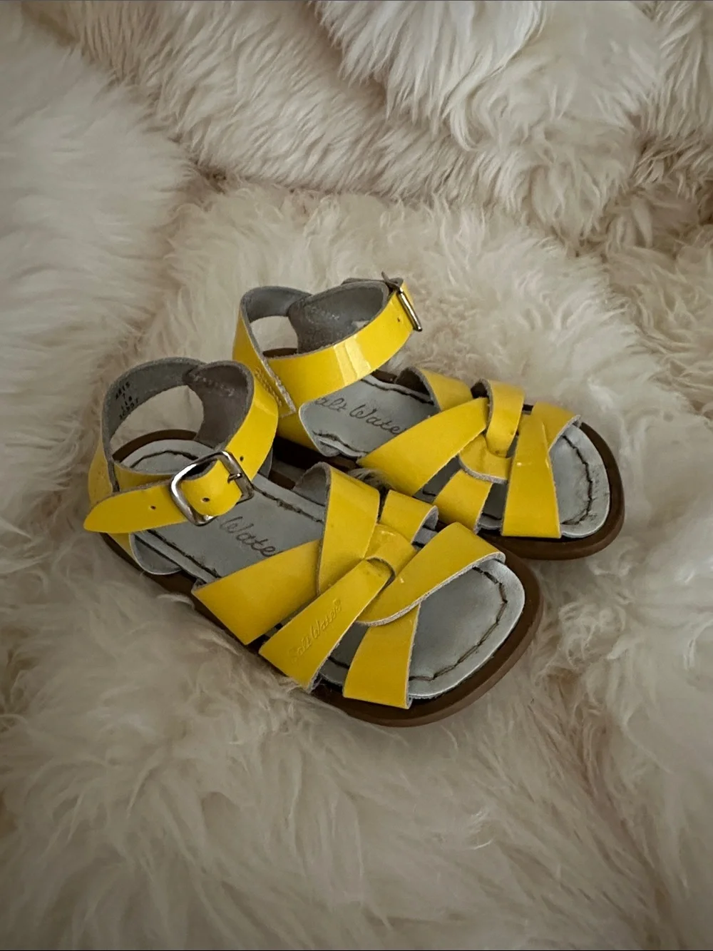 Saltwater Sandals Lemon Yellow Original Patent Leather Strappy Toddler